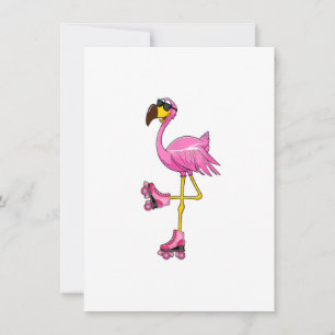 Flamingo Roller Skates - Funny Flamingo Lover Roll Invitation