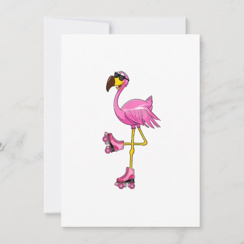Flamingo Roller Skates _ Funny Flamingo Lover Roll Invitation