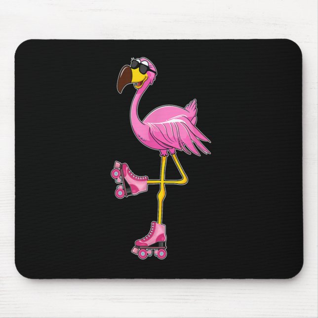 Flamingo Roller Skates - Funny Flamingo Lover Roll Mouse Pad (Front)