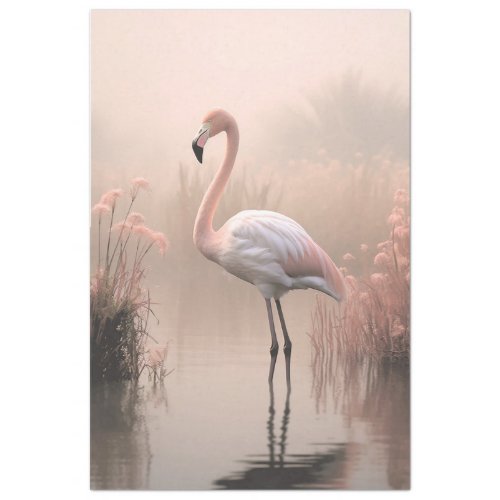 Flamingo Rose Pink Misty Lake Pampas Grass Tissue Paper