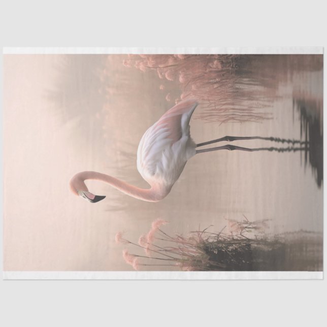 Flamingo, Rose Pink, Misty Lake, Pampas Grass Tissue Paper (Front)
