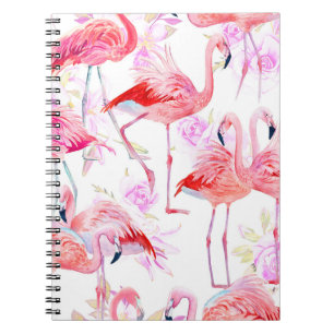 Flamingo Rose: Watercolor Bird Floral Notebook