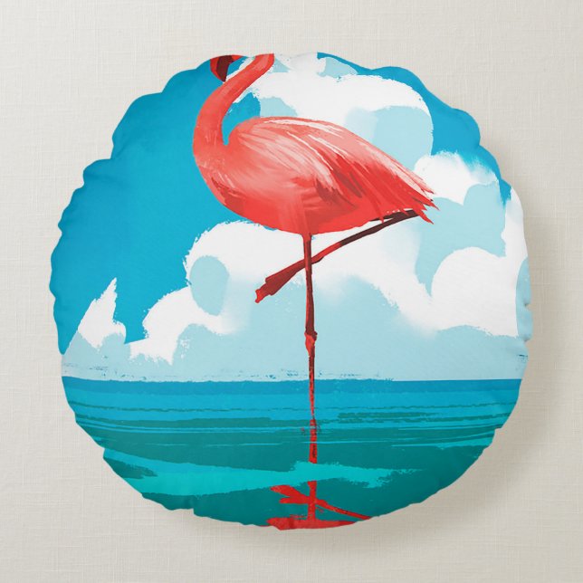 Flamingo Round Pillow (Front)