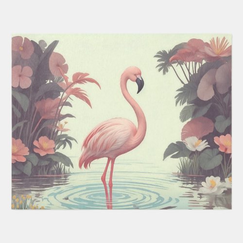 Flamingo Rug _ Vintage Pink Bird Area Rug Carpet