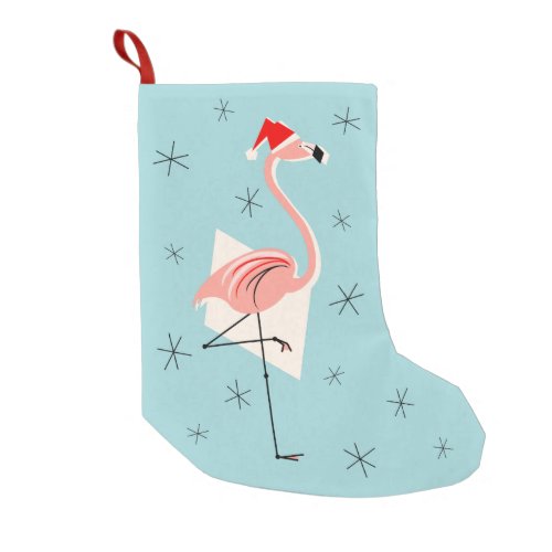 Flamingo Santa Blue stocking one_sided