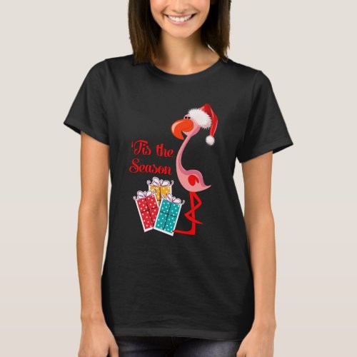 Flamingo Santa Christmas T_Shirt