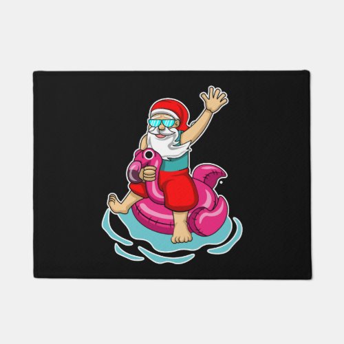 Flamingo Santa Christmas Vacation T_Shirt Doormat