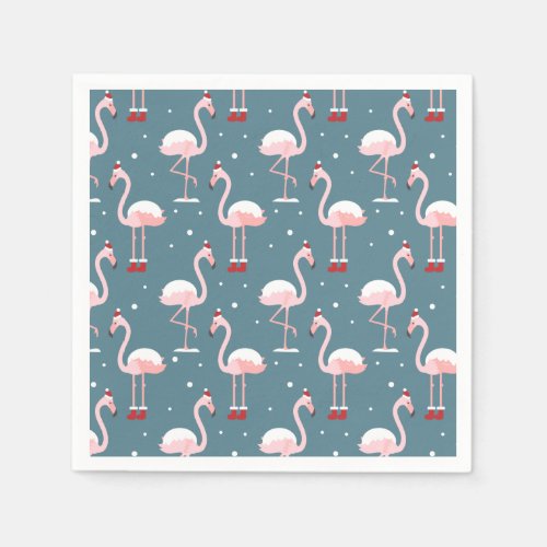 Flamingo Santa Claus Pattern Napkins