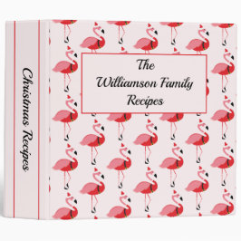 Flamingo Santa Family Christmas Recipe Cookbook 3 Ring Binder