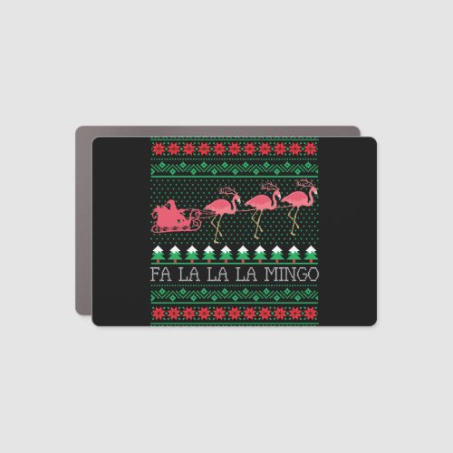 Flamingo Santa Flamingo Ugly Christmas Sweater Car Magnet