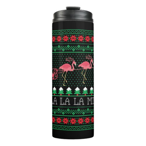 Flamingo Santa Flamingo Ugly Christmas Sweater Thermal Tumbler