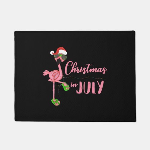 Flamingo Santa Hat Christmas Lights Christmas Doormat