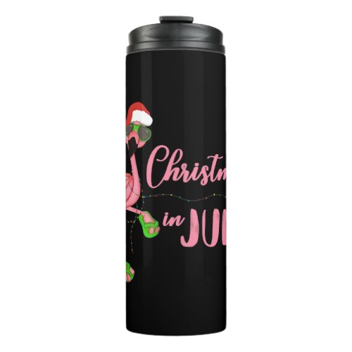 Flamingo Santa Hat Christmas Lights Christmas Thermal Tumbler