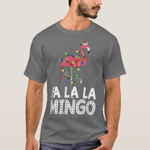 Flamingo Santa Hat Christmas Tree Lights Tropical T-Shirt