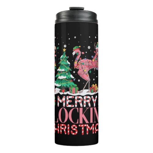 Flamingo Santa Hat Reindeer Xmas Merry Christmas Thermal Tumbler