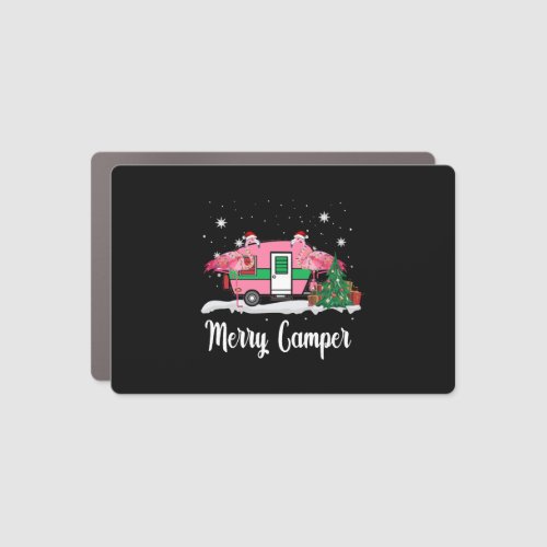 Flamingo Santa Merry Camper Funny Christmas Car Magnet