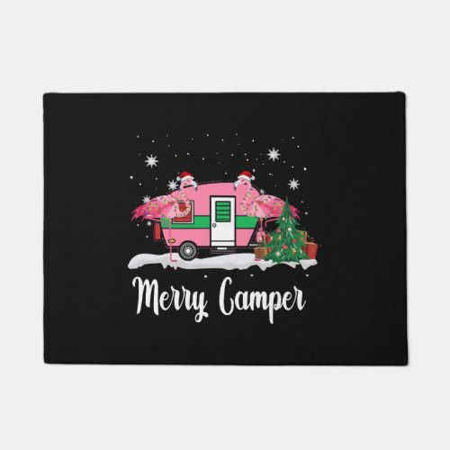 Flamingo Santa Merry Camper Funny Christmas Doormat