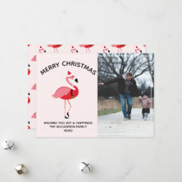 Flamingo Santa Photo Christmas Holiday Card