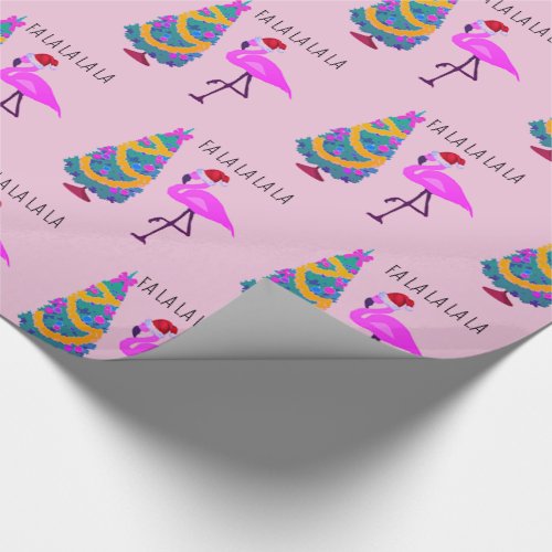 Flamingo Santa Pink Christmas Wrapping Paper