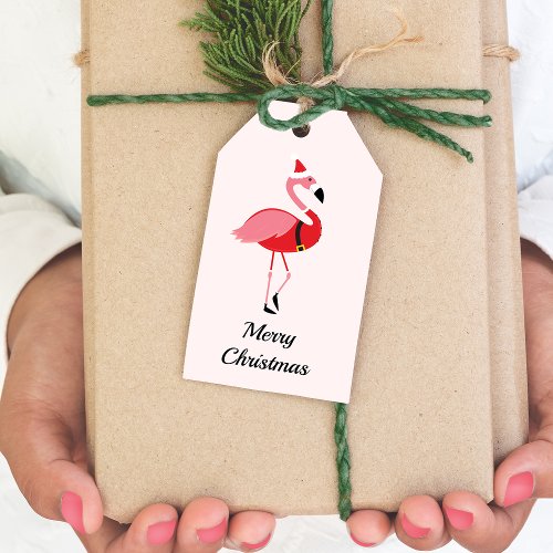 Flamingo Santa Pink Holiday Merry Christmas Gift Tags