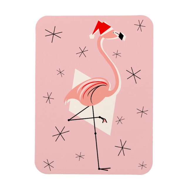 Flamingo Santa Pink magnet flexible portrait (Vertical)