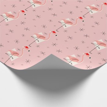 Flamingo Santa Pink Wrapping Paper by QuirkyChic at Zazzle
