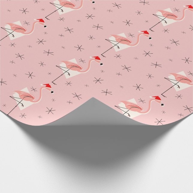 Flamingo Santa Pink wrapping paper (Corner)