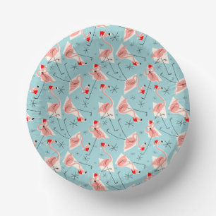 Flamingo Santas Blue Multi Paper Bowls