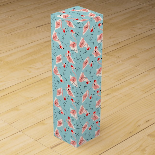 Flamingo Santas Blue Multi wine box (Front)
