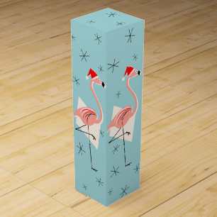 Flamingo Santas Blue wine box