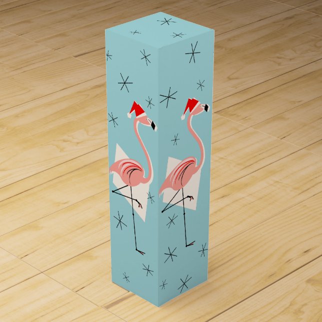 Flamingo Santas Blue wine box (Front)