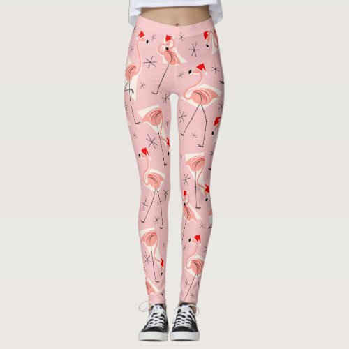 Flamingo Santas Pink leggings