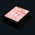 Flamingo Santas Pink Merry Christmas gift box<br><div class="desc">A lively,  quirky Christmas design with retro touch featuring pink flamingos wearing Santa hats,  cream geometric shapes,  and stars on a pink (colour change) background. A customizable design for you to personalise with your own text,  images and ideas. An original digital art image created by QuirkyChic.</div>