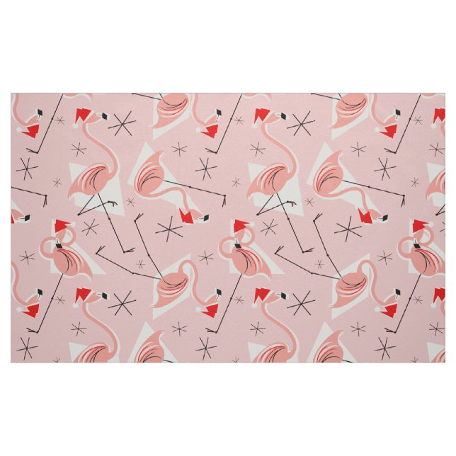 Flamingo Santas Pink Multi large pattern fabric (Fat Quarter)