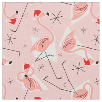 Flamingo Santas Pink Multi small pattern fabric