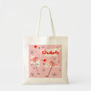 Flamingo Santas Pink Name tote bag
