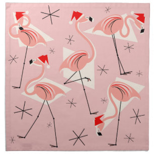 Flamingo Santas Pink napkin set