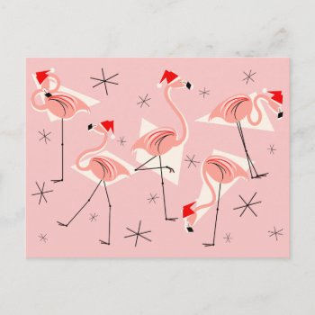 Flamingo Santas Pink Postcard by QuirkyChic at Zazzle