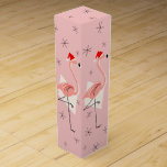 Flamingo Santas Pink wine box<br><div class="desc">A lively,  quirky Christmas design with retro touch featuring pink flamingos wearing Santa hats,  cream geometric shapes,  and stars on a pink (colour change) background.  A customizable design for you to personalise with your own text,  images and ideas. An original digital art image created by QuirkyChic.</div>