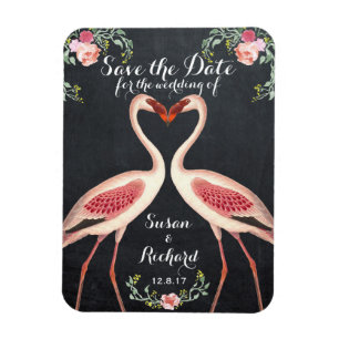 Flamingo save the date chalkboard magnet