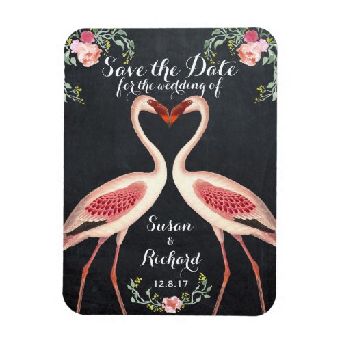 Flamingo save the date chalkboard magnet