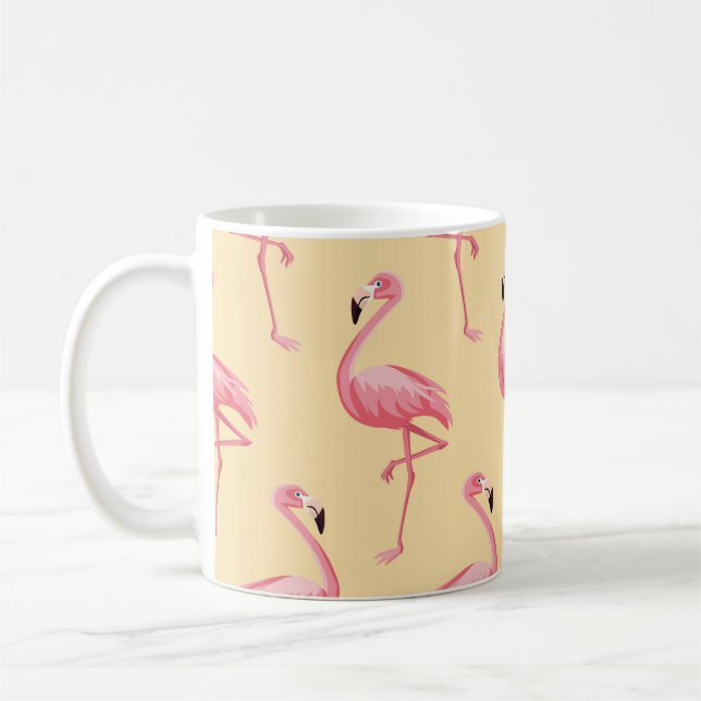 Flamingo seamless pattern background. Pink flaming Coffee Mug (Left)