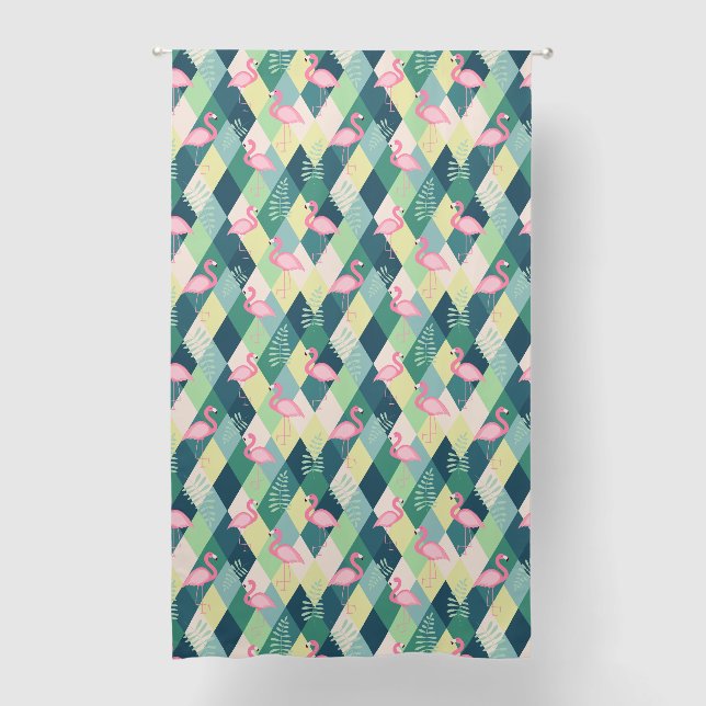 Flamingo Seamless Pattern Curtains (Front)