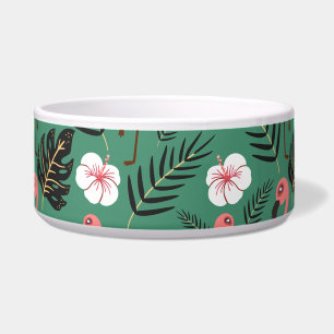 Flamingo seamless pattern pink on green background bowl