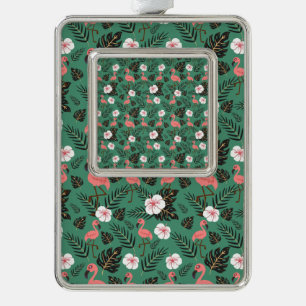 Flamingo seamless pattern pink on green background christmas ornament