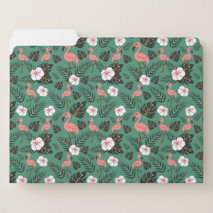 Flamingo seamless pattern pink on green background file folder