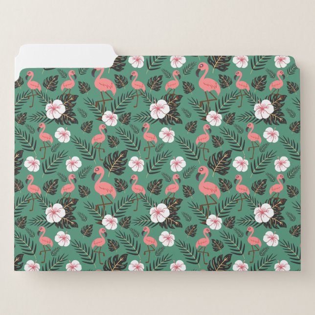 Flamingo seamless pattern pink on green background file folder (Front Left)