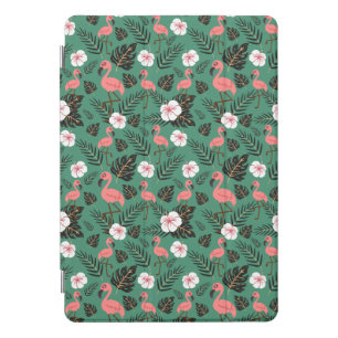 Flamingo seamless pattern pink on green background iPad pro cover