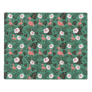 Flamingo seamless pattern pink on green background jigsaw puzzle