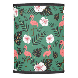 Flamingo seamless pattern pink on green background lamp shade